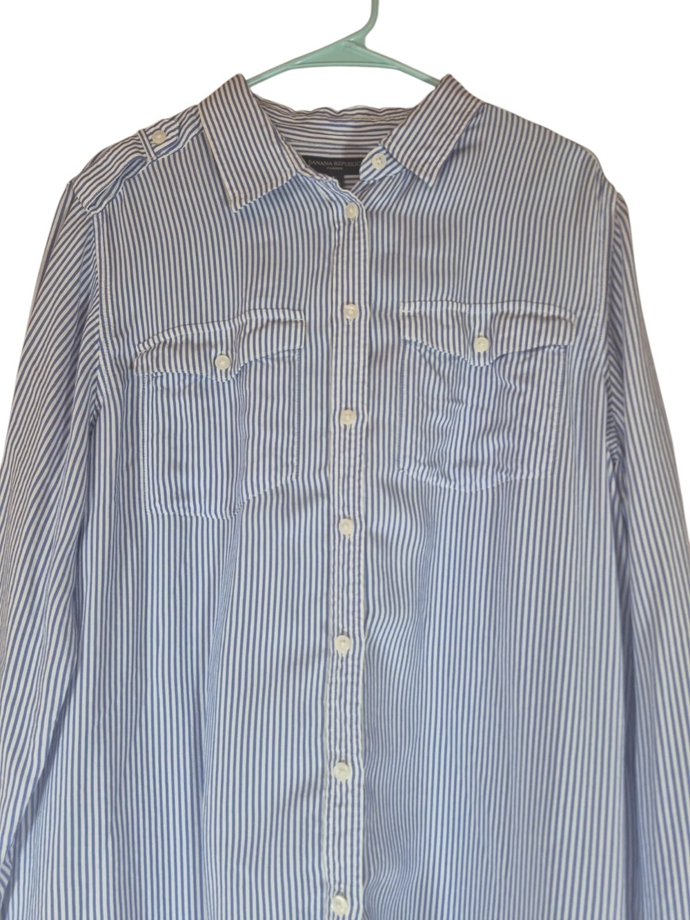 Banana Republic Blue and White Striped Button-Down Shirt - Picture 2 of 5